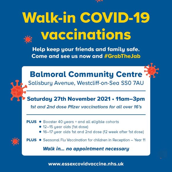 Image of Walk-in COVID-19 Vaccinations - 27th November 2021 - 11:00am to 3:00pm